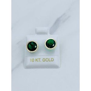 ❤️ Real 10k Gold Stud Earrings   ❤️ Green May 8mm